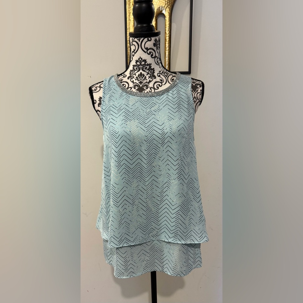 Juicy Couture Light Blue Chevron Blouse
